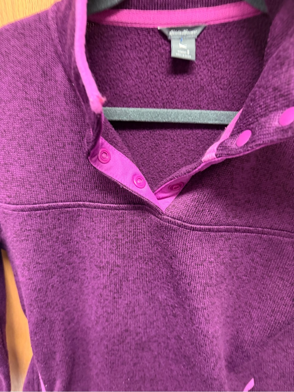 Eddie Bauer Purple Fleece Pullover with Pink Trim - Picture 4 of 8